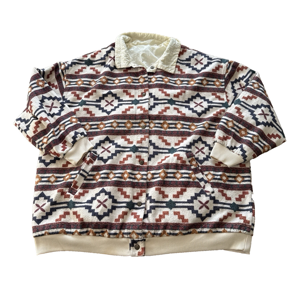 Vintage Climate Zone Reversible Aztec Western Windbreaker Jacket Unisex 22/24